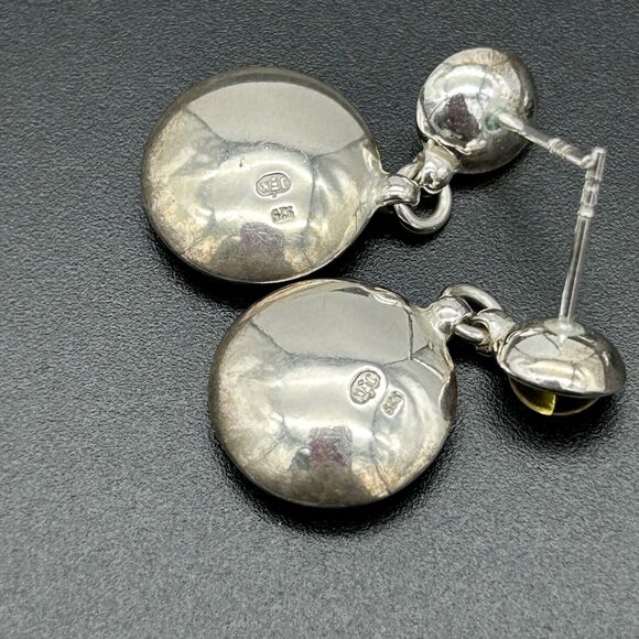 Baltic Amber 925 Sterling Silver Oval Bracelet 6.5” & Round Earrings 2pc Set - Picture 5 of 11